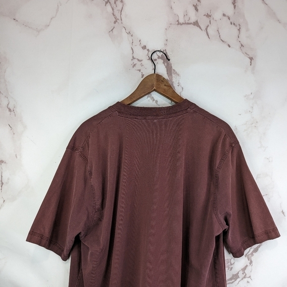 Wrangler T Shirt Men Large Red Henley Short Sleeve Button Riggs Workwear Pocket - Picture 6 of 9